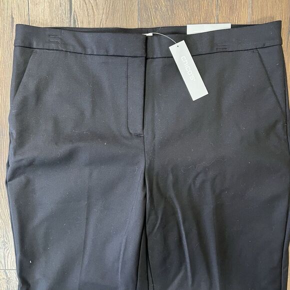 🆕 Chico’s Vented Straight Leg Cotton Pants In Black SZ 2/12 - Picture 4 of 7